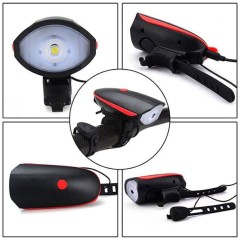 Đèn pin xe đạp chống nước kèm còi sạc USB chống nước P134