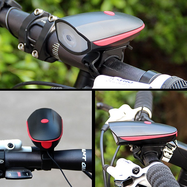 Đèn pin xe đạp chống nước kèm còi sạc USB chống nước P134