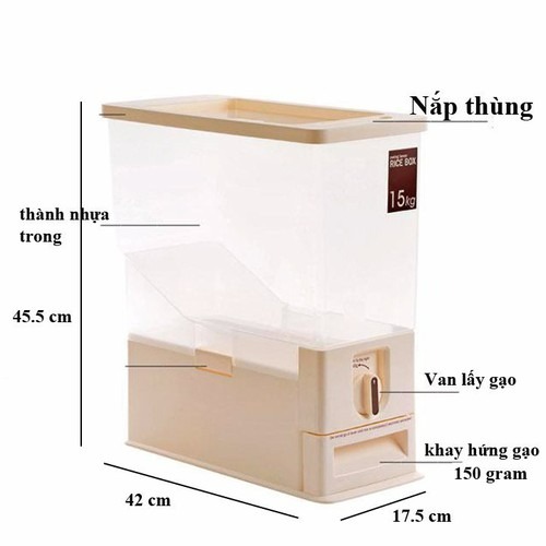 Thùng Đựng Gạo Thông Minh Rice Dispenser 15Kg Siêu Bền Đẹp E122