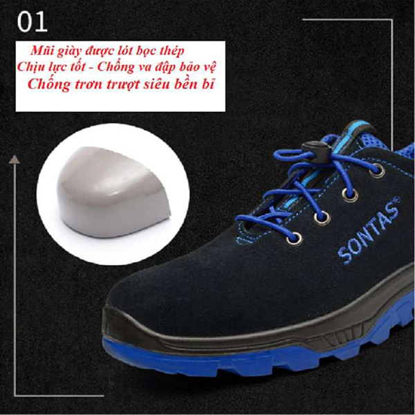 Giày Bảo Hộ Lao Động Thể Thao Sontas M01 Cao Cấp Z114, Size 39 (Chân 24cm)